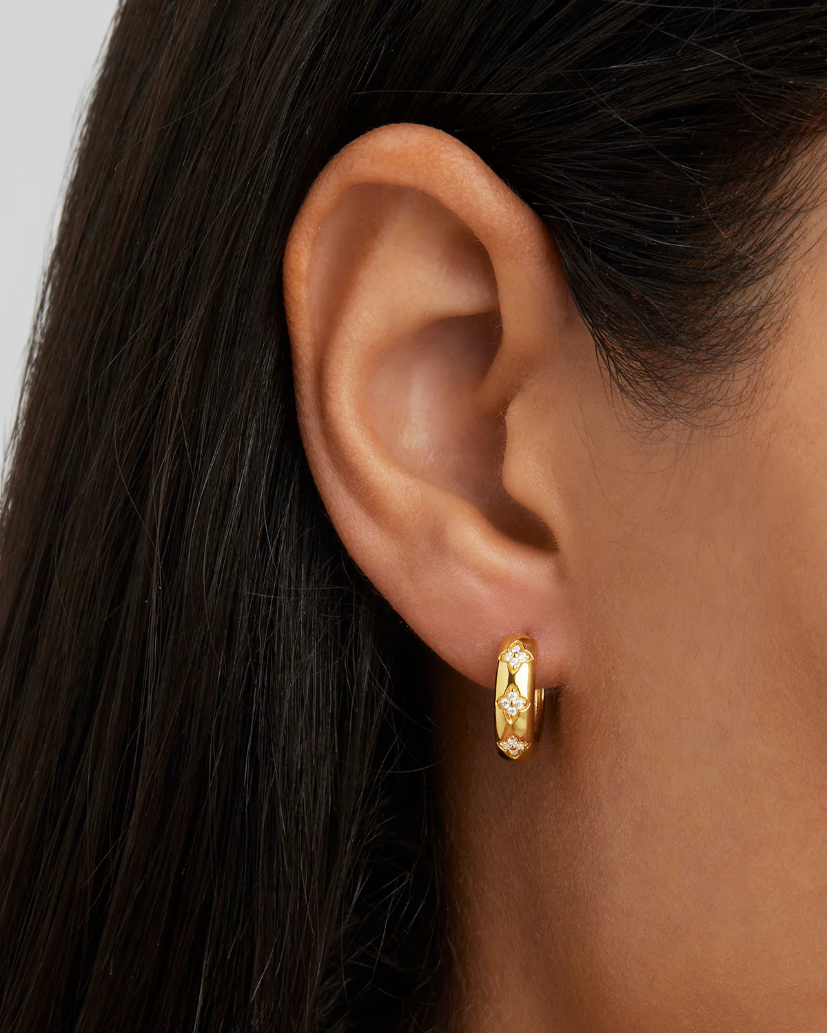 18k Gold Vermeil Bloom With You Lotus Hoops - Image 2