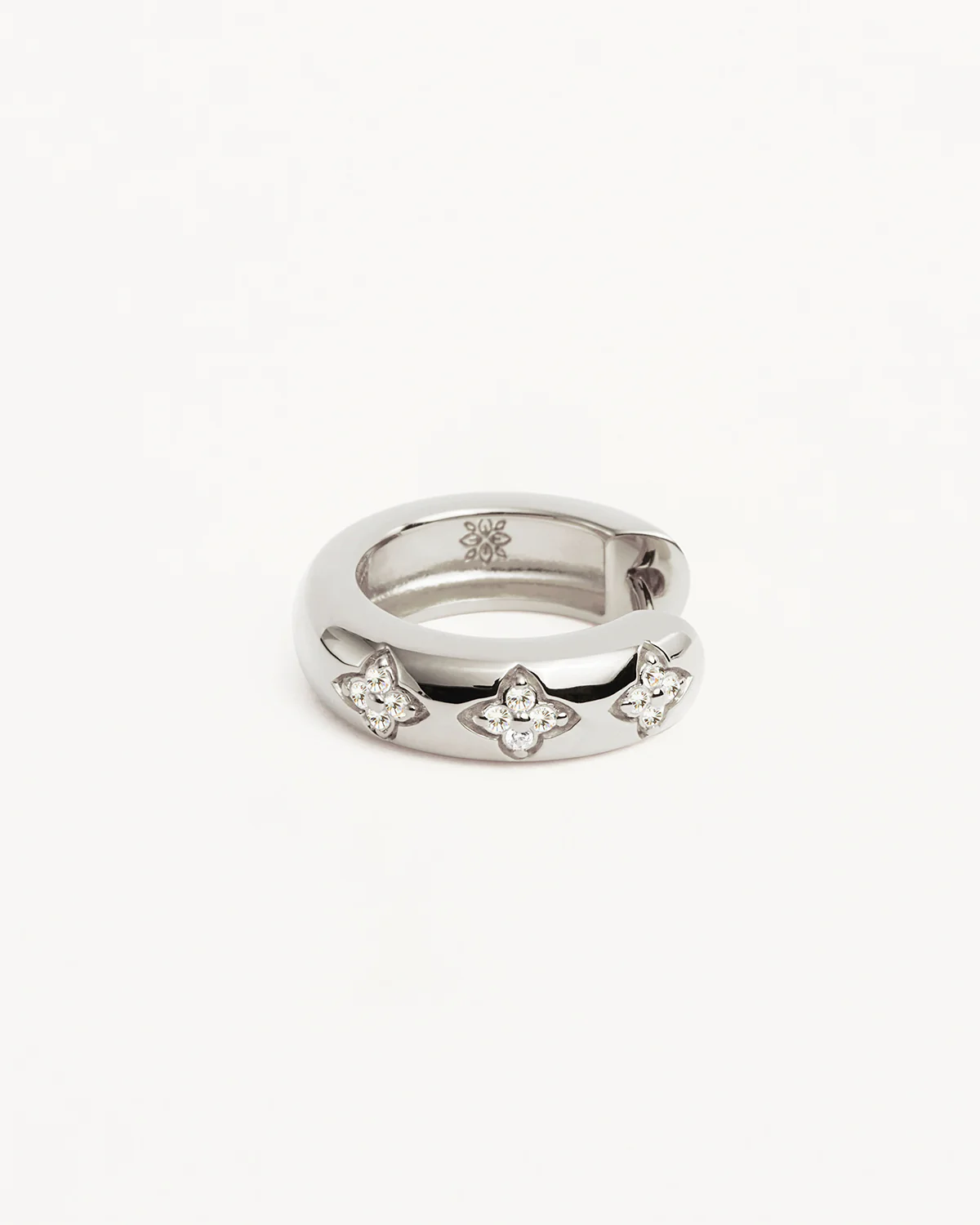Sterling Silver Bloom With You Lotus Hoops - Image 3