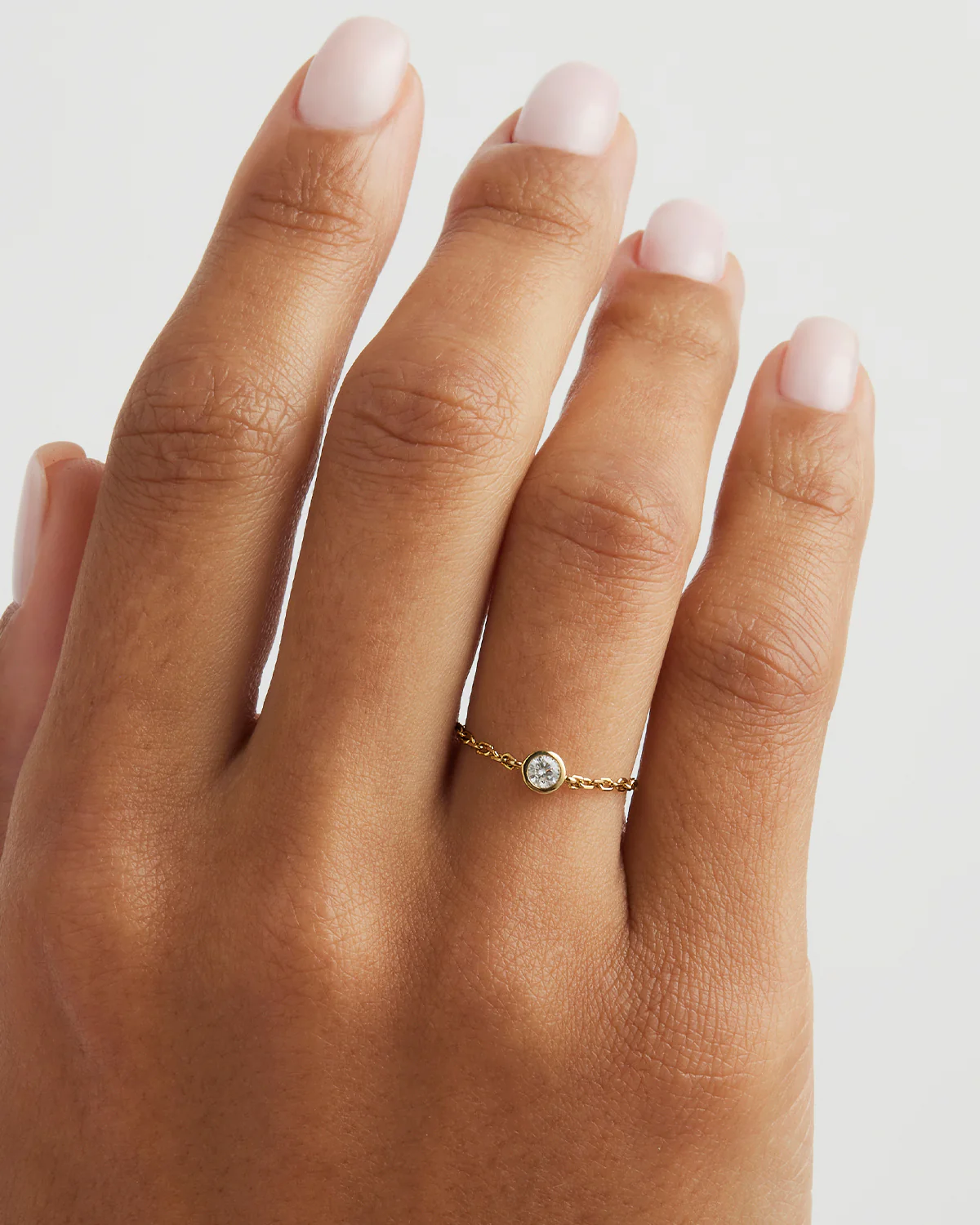 9k Solid Gold Celestial Lab-Grown Diamond Chain Ring - Image 2