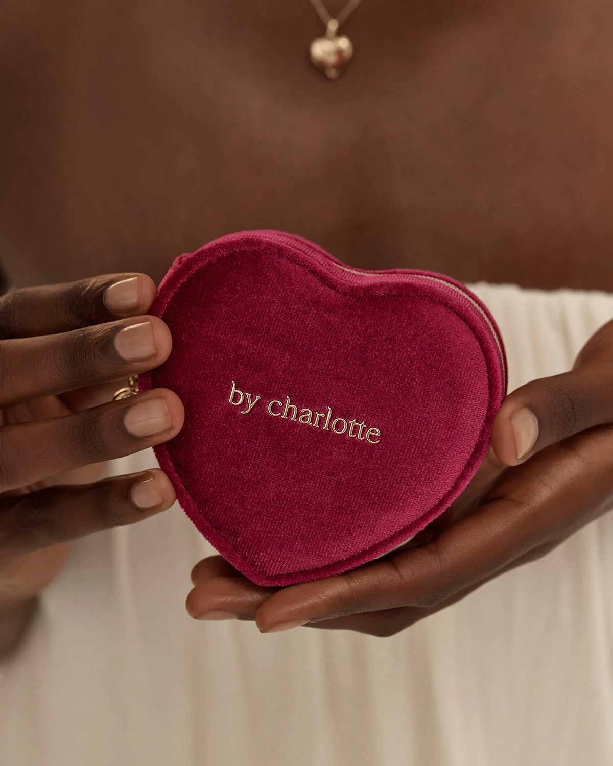 Heart Shaped Jewellery Box - Dark Red