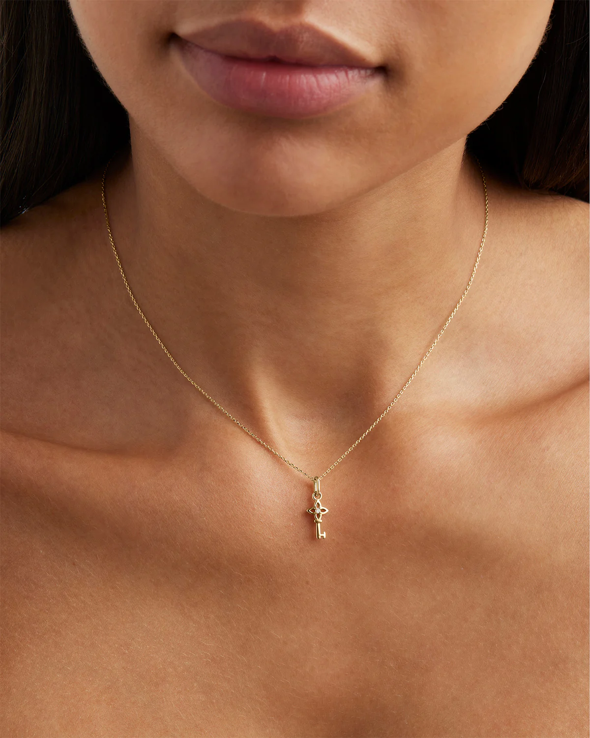 9k Solid Gold Key to My Heart Lab-Grown Diamond Pendant - Image 2