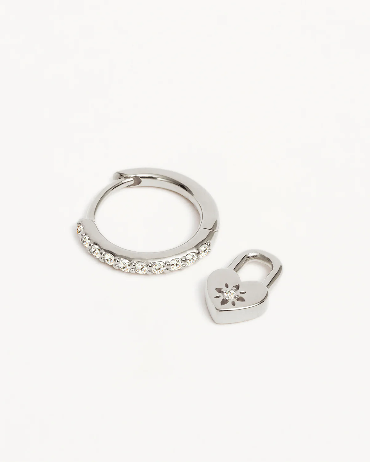Sterling Silver Love Unlocked Padlock Hoops - Image 3