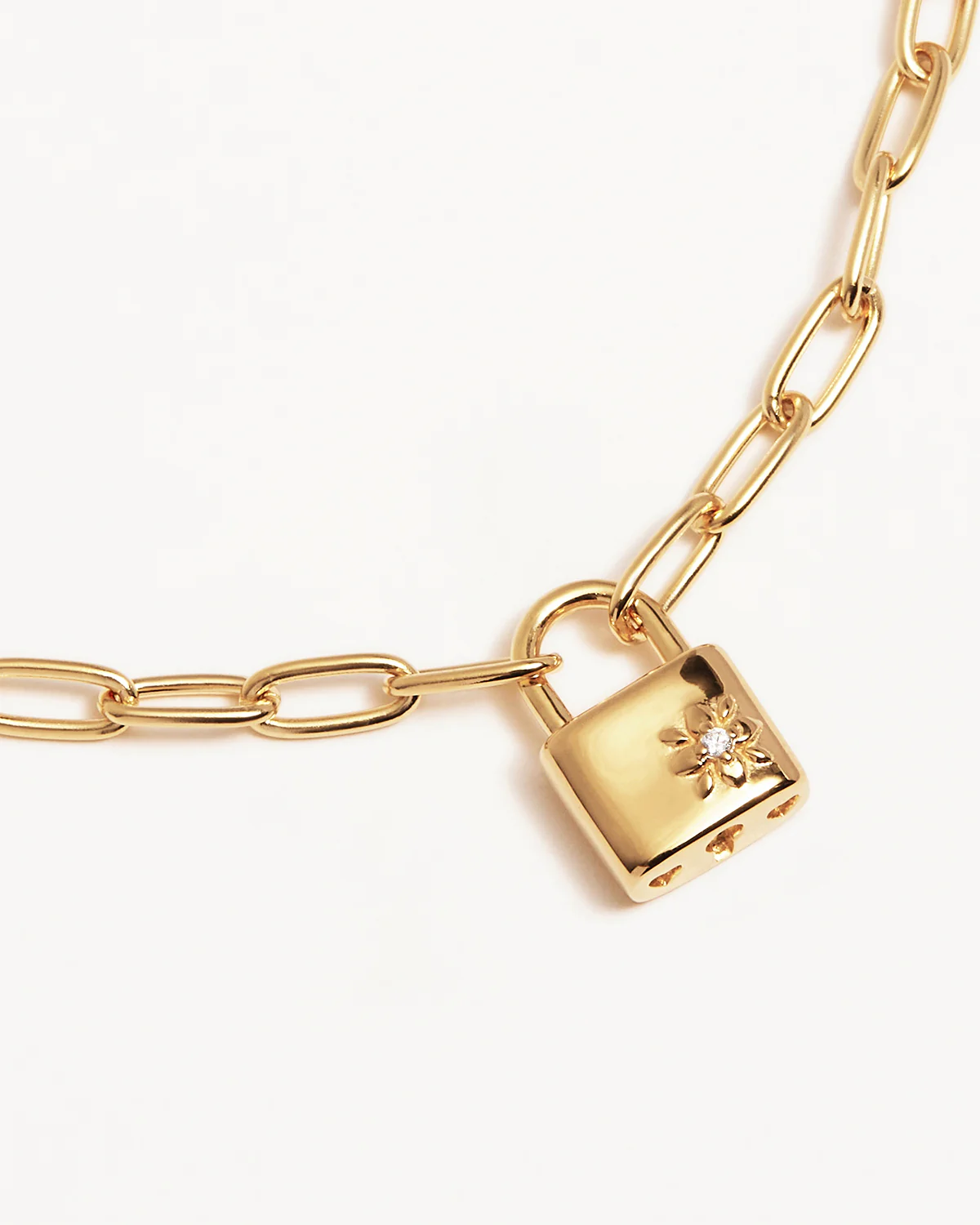 18k Gold Vermeil Promise of Us Lotus Padlock Bracelet - Image 3