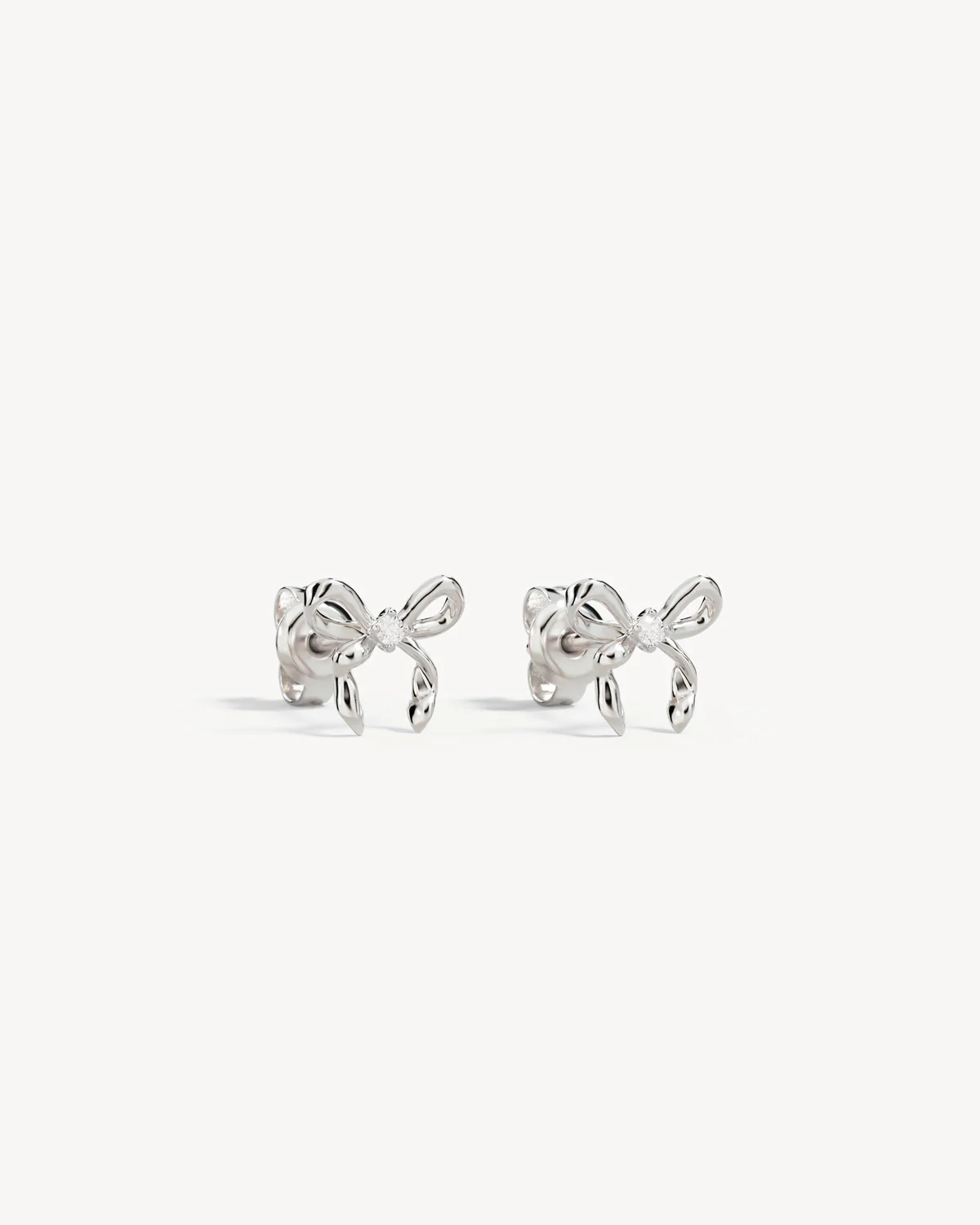 Sterling Silver Forever More Bow Stud Earrings