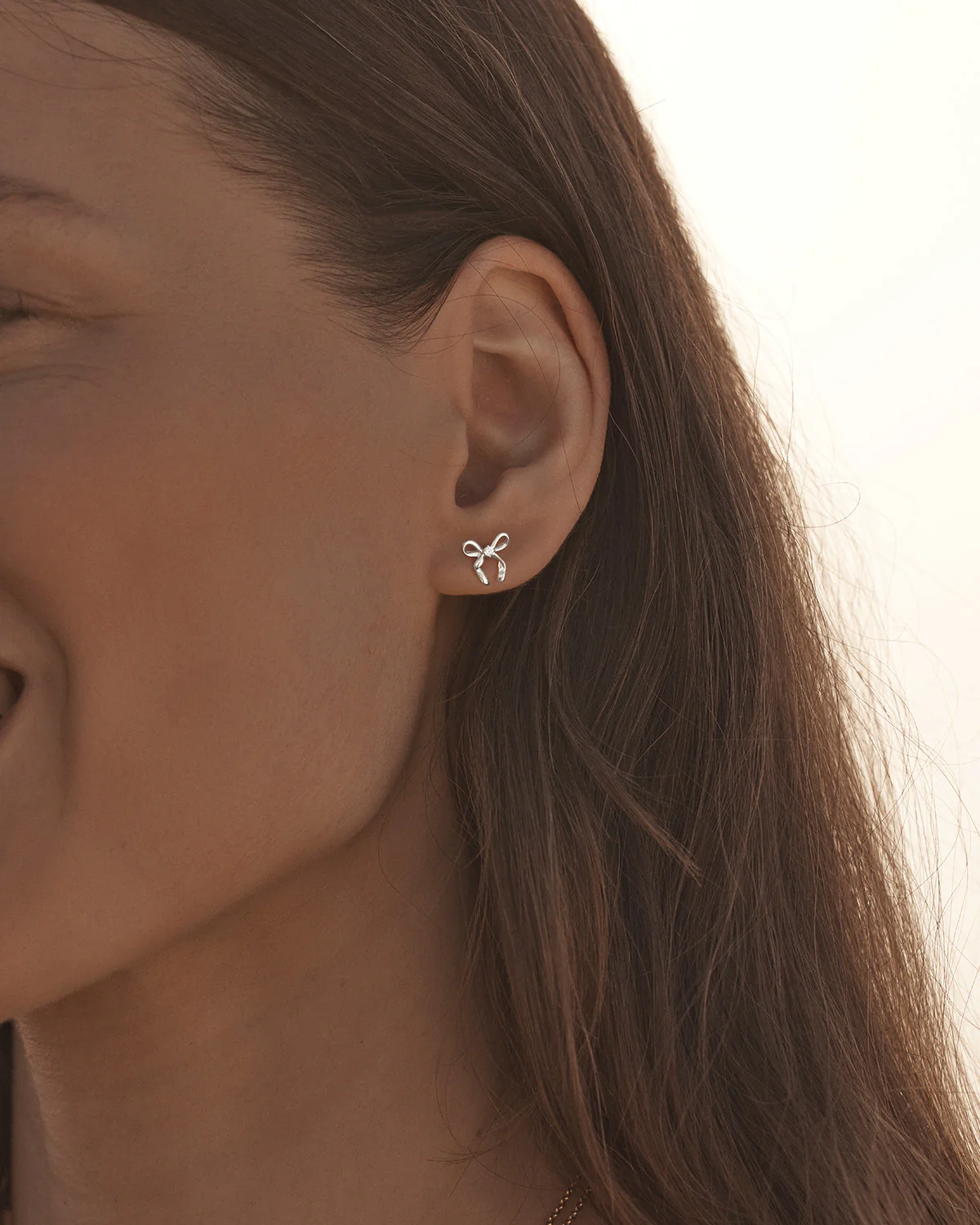 Sterling Silver Forever More Bow Stud Earrings - Image 2