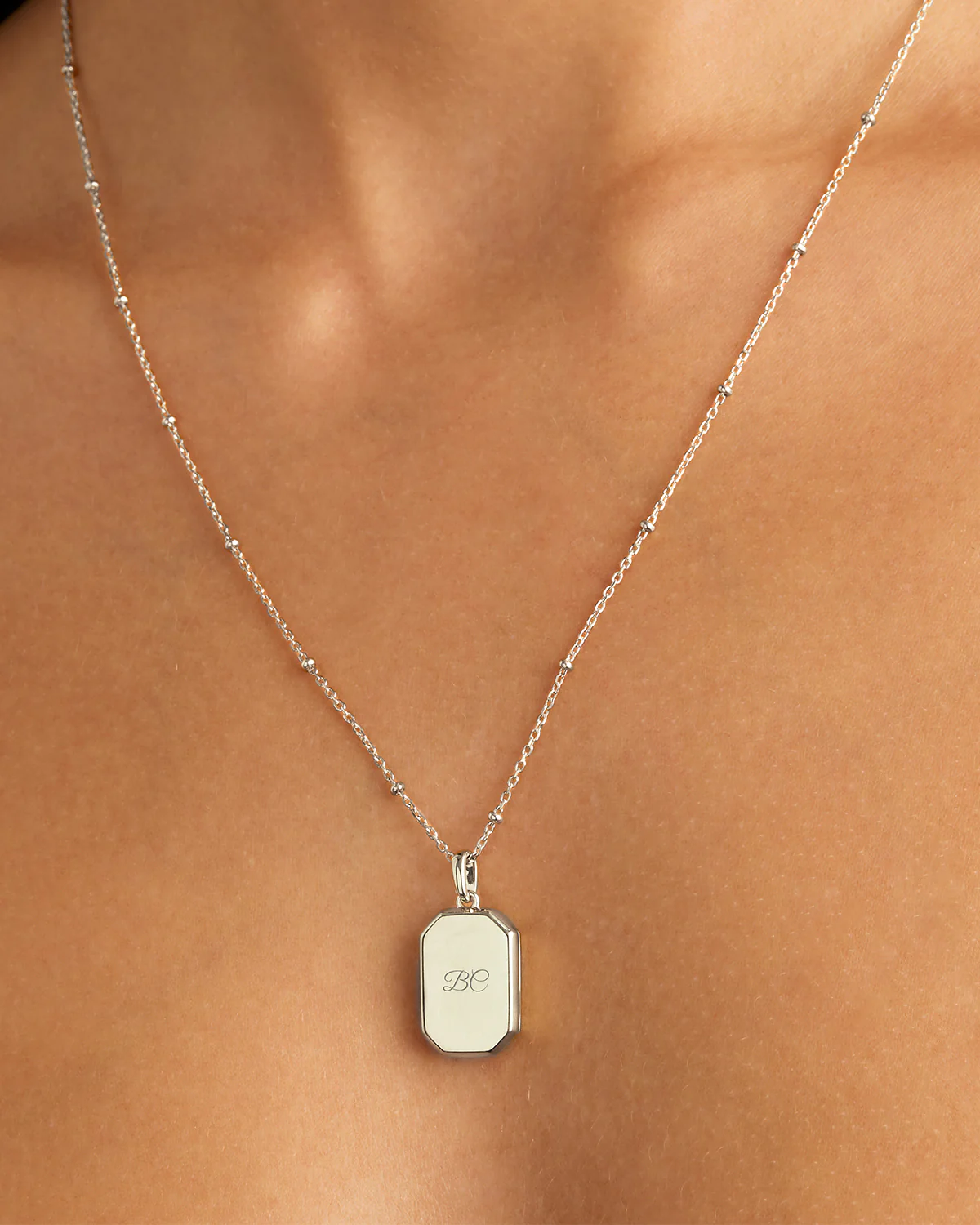 Sterling Silver Rectangular Lotus Locket Pendant - Image 5