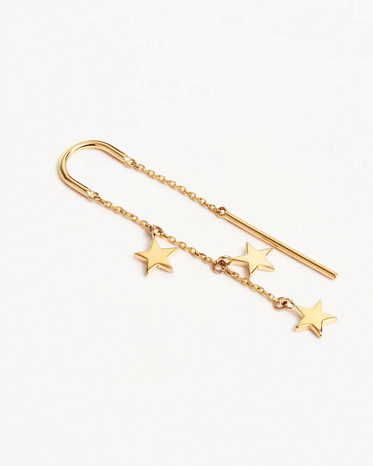 9k Solid Gold Star Bright Thread Earring - Image 3