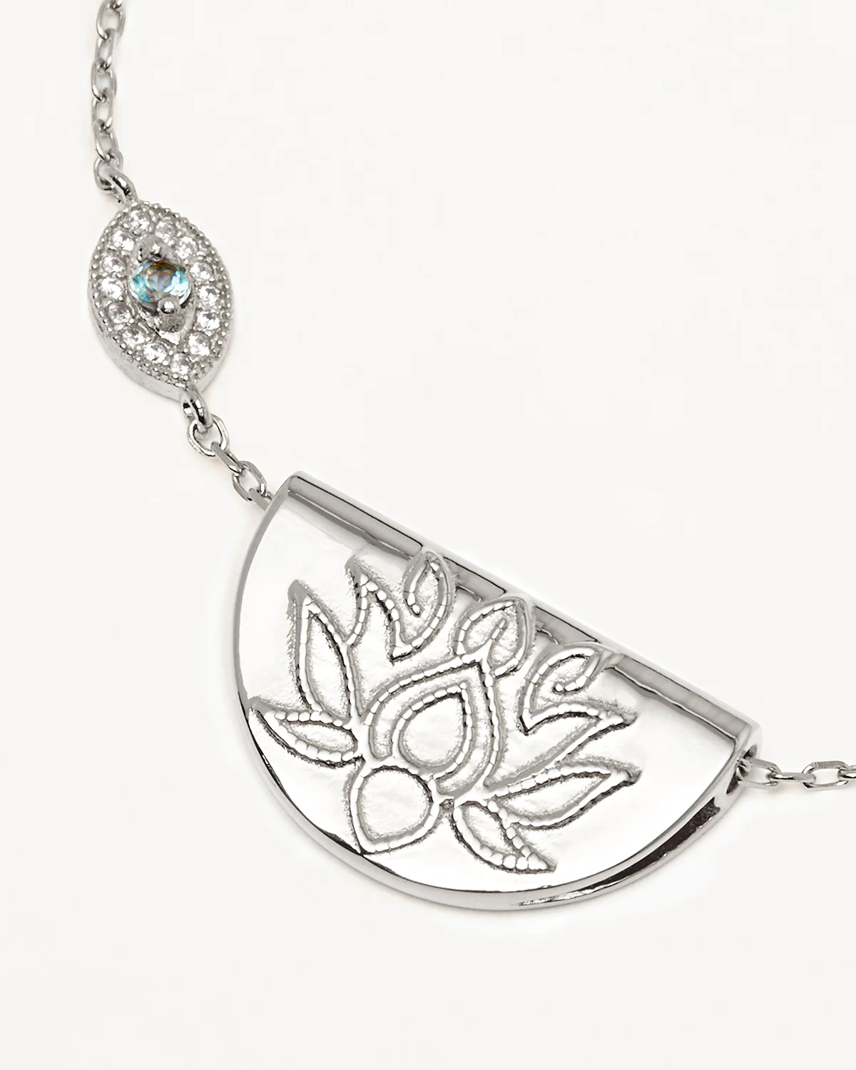 Sterling Silver Eye of Peace Lotus Necklace - Image 3
