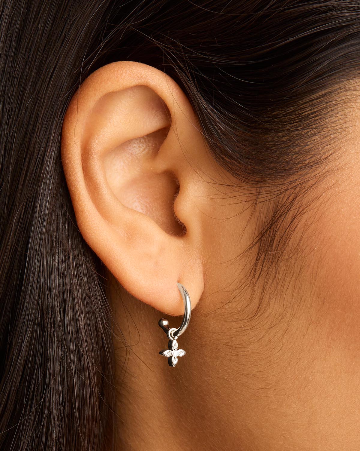 Sterling Silver Live in Light Hoop Earrings - Image 2