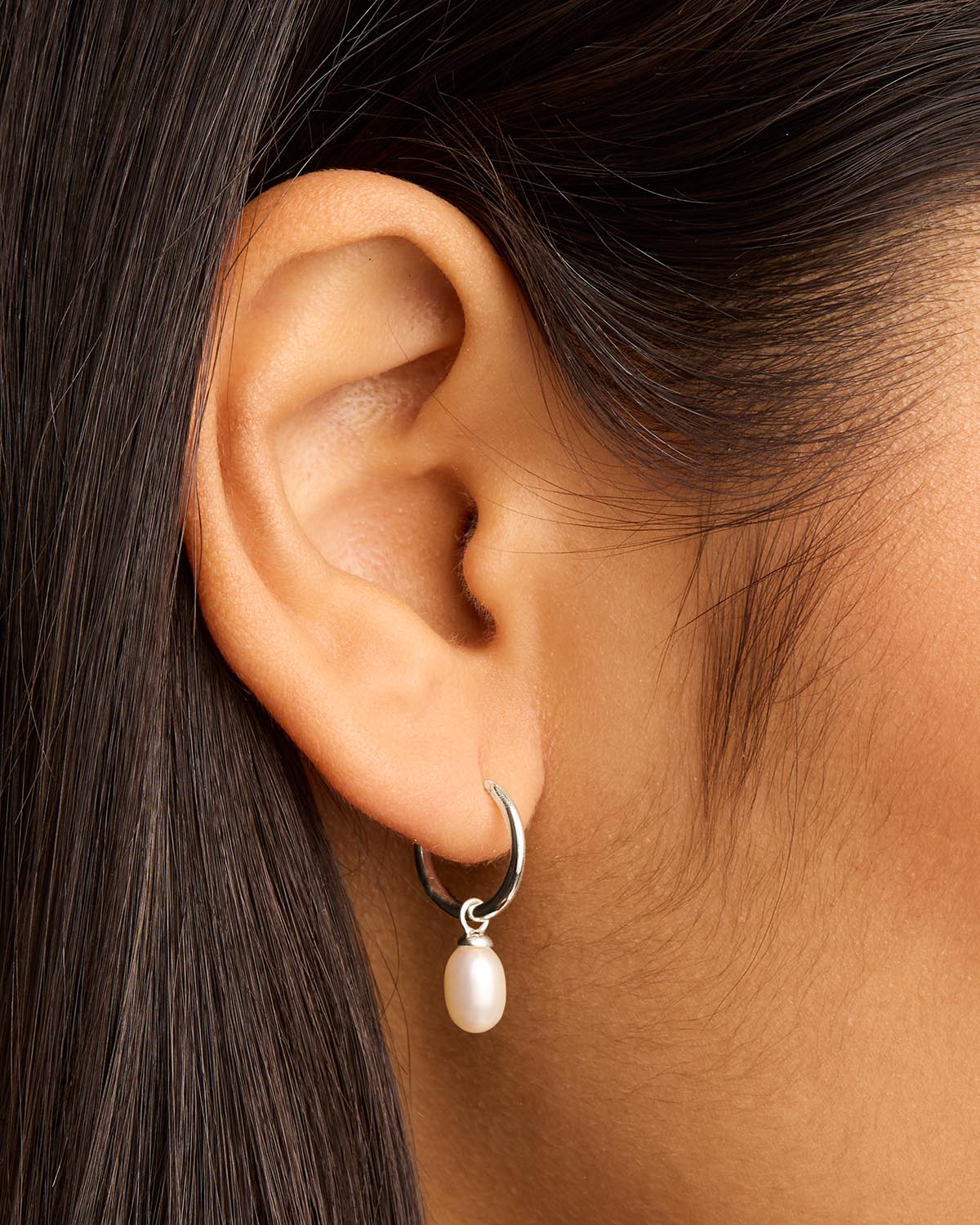 Sterling Silver Live in Peace Hoop Earrings - Image 2