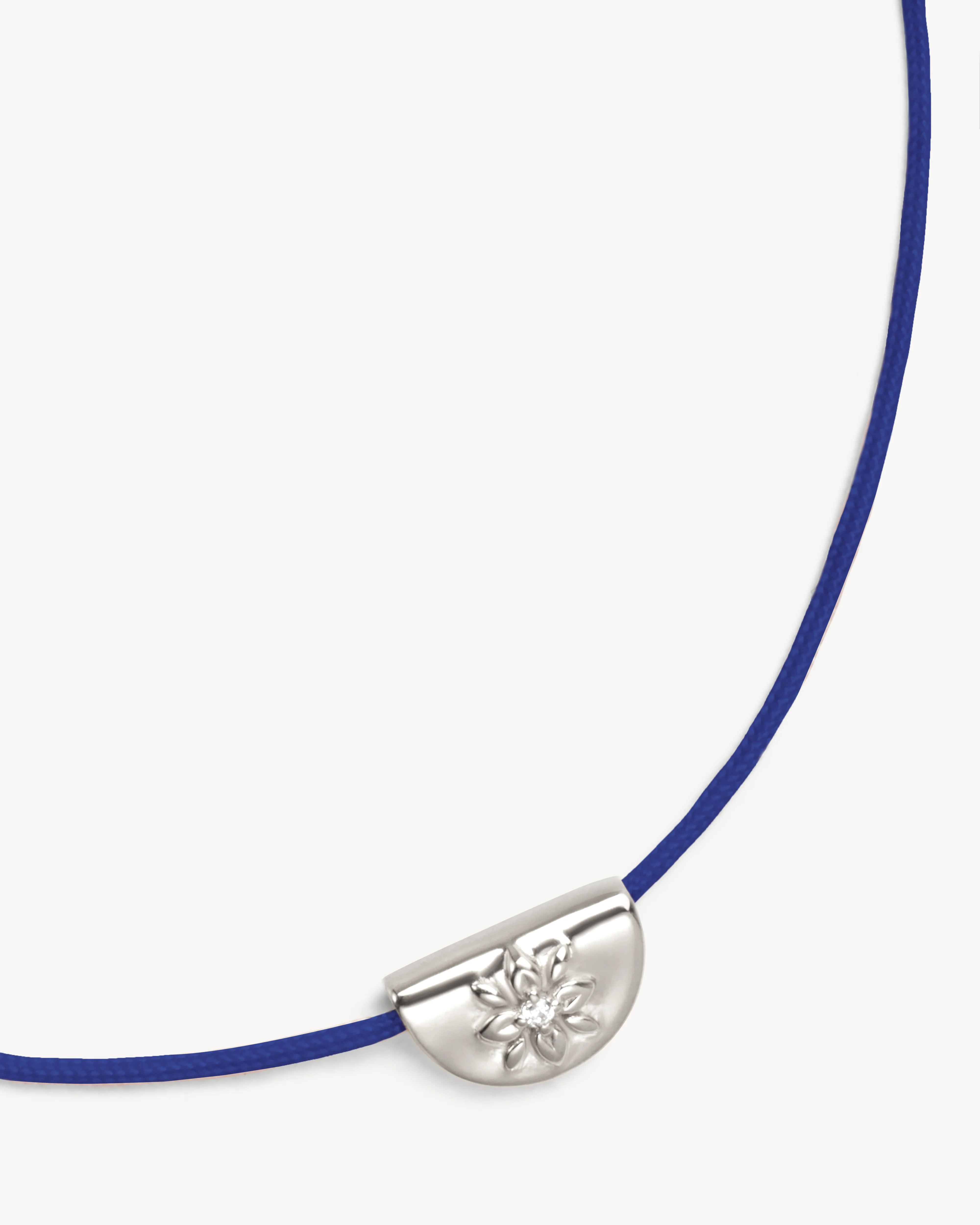 Sterling Silver Lotus of Hope Cord Bracelet - Dark Blue - Image 2