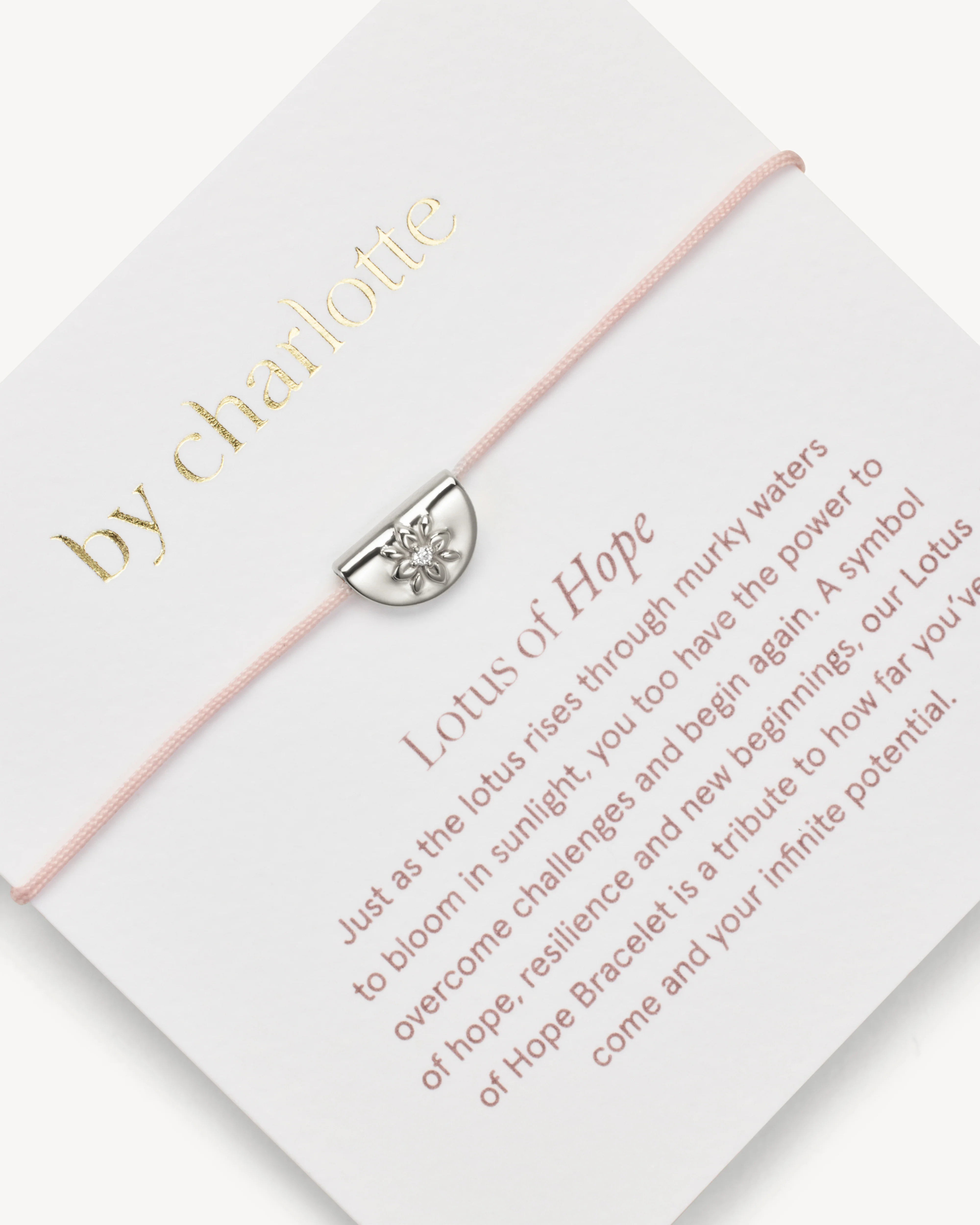 Sterling Silver Lotus of Hope Cord Bracelet - Rose Quartz - Image 2