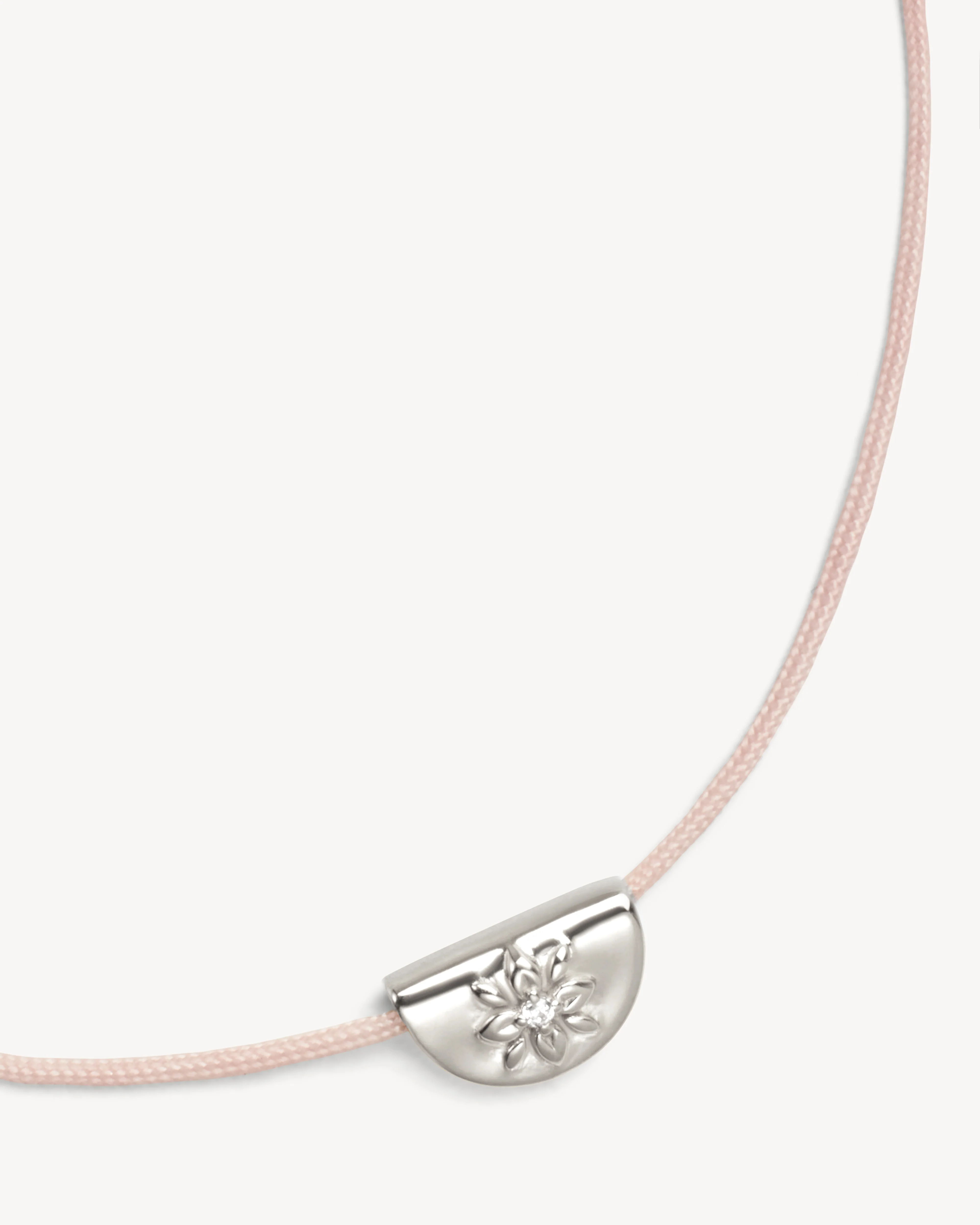 Sterling Silver Lotus of Hope Cord Bracelet - Rose Quartz - Image 3