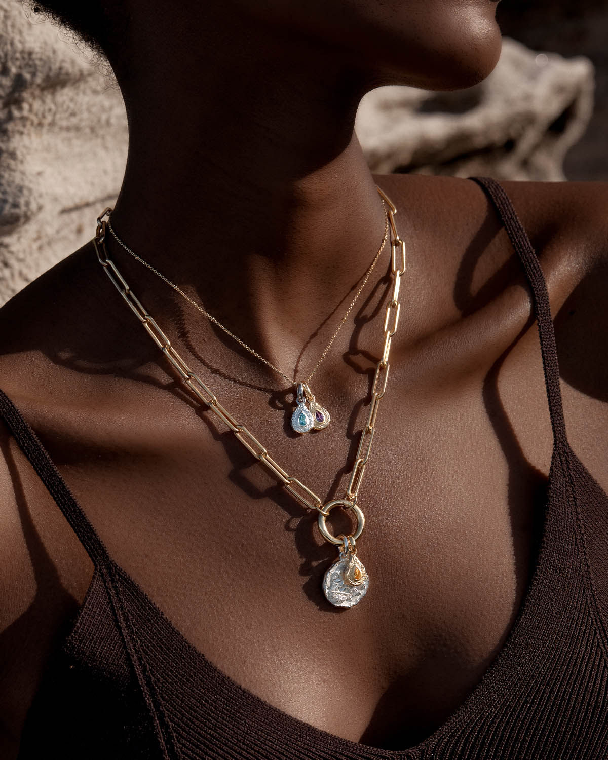 Sterling Silver With Love Birthstone Annex Link Pendant - December - Image 3